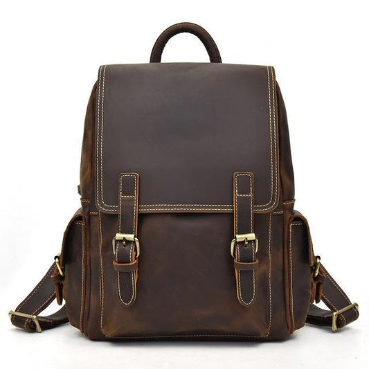 Woosir Crazy Horse Leather Backpack Fit 14" Laptop - Woosir