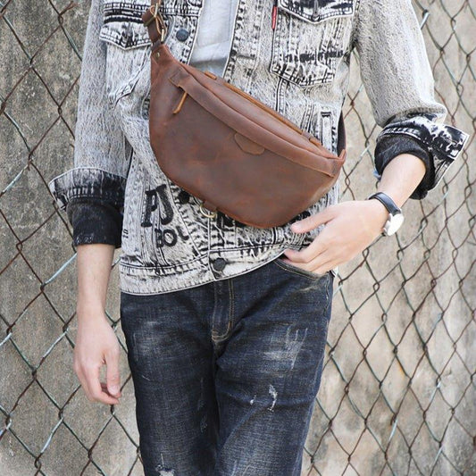 Cowhide Leather Vintage Cross Body Bag - Woosir