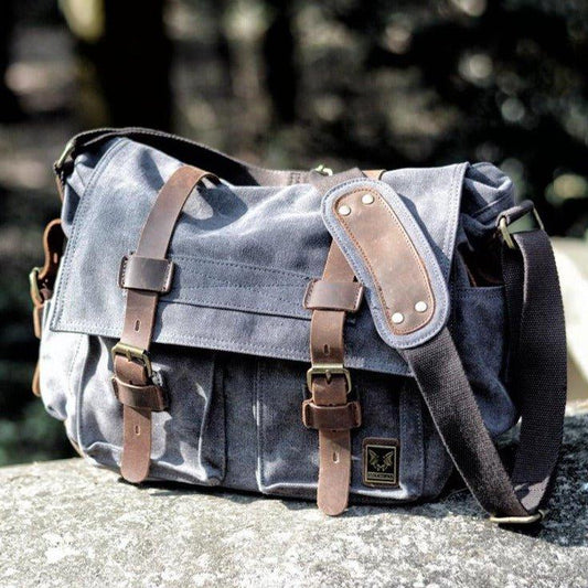 Waxed Canvas Messenger Bag Laptop Mens - Woosir