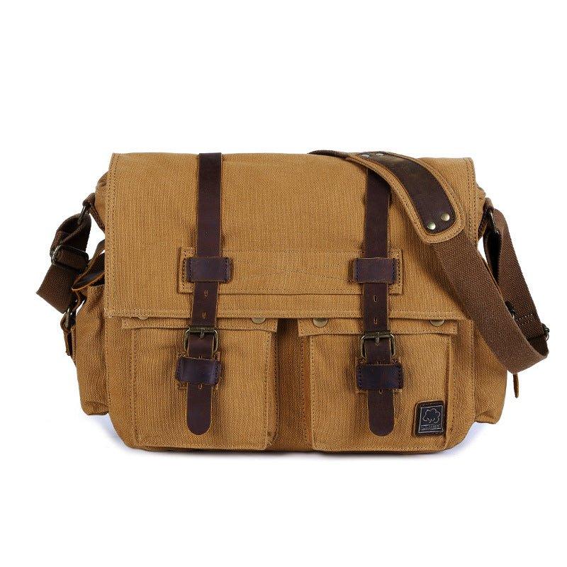 Waxed Canvas Messenger Bag Laptop Mens, Khaki / M