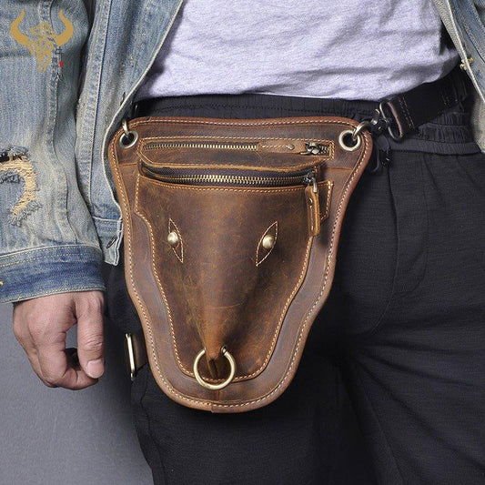 Woosir Cool Cow Head Leather Waist Thigh Bag - Woosir