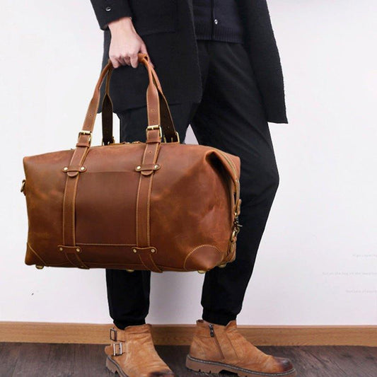 Cowhide Vintage Duffle Bag Leather - Woosir