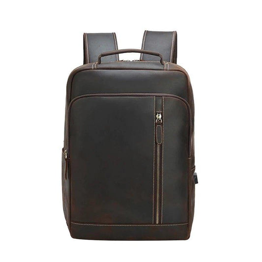 Woosir Crazy Horse Leather Laptop Backpack For Men - Woosir