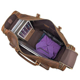 Crazy Horse Leather Weekend Bag Men Large Brown - Woosir