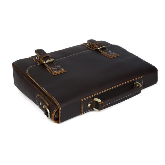 Woosir Crazy Horse Leather Messenger Bag Fit 16" Laptop - Woosir