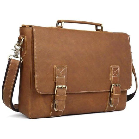 Woosir Crazy Horse Leather Messenger Bag Fit 16" Laptop - Woosir