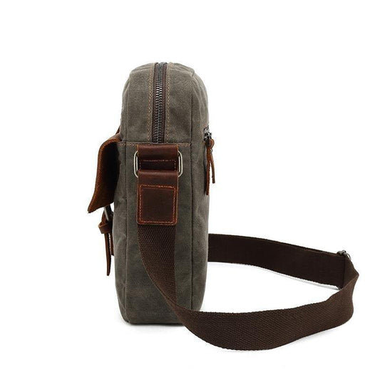 Waxed Canvas Small Messenger Bag Vintage - Woosir