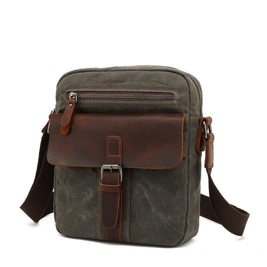 Waxed Canvas Small Messenger Bag Vintage - Woosir