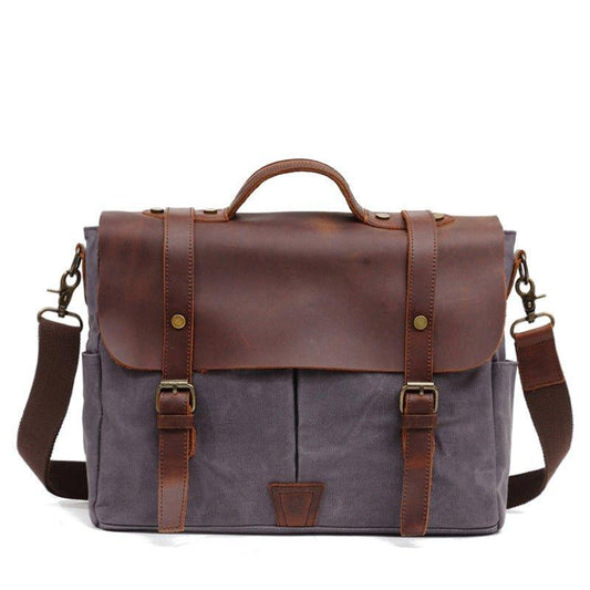 Woosir Crossbody Laptop Bag Mens Canvas and Leather - Woosir