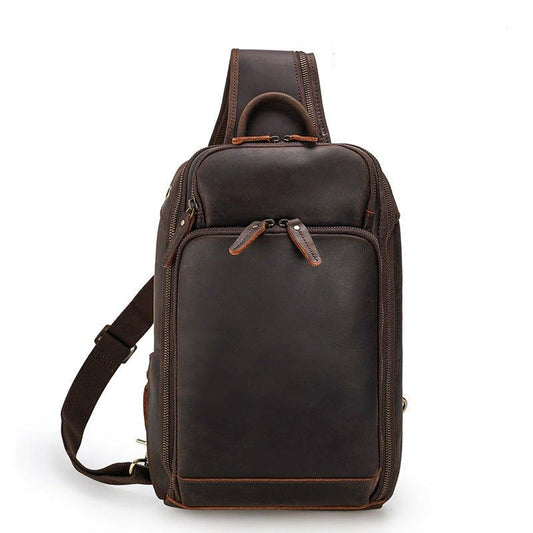 Crossbody Men Leather Chest Bag - Woosir