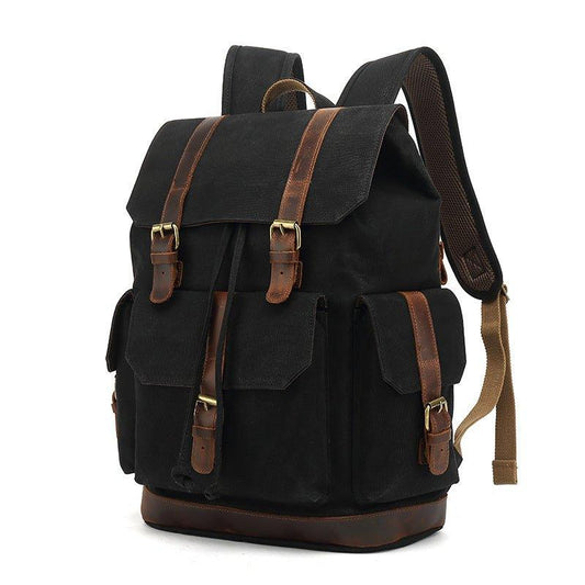 Drawstring Waxed Canvas Backpack Vintage Rucksack - Woosir