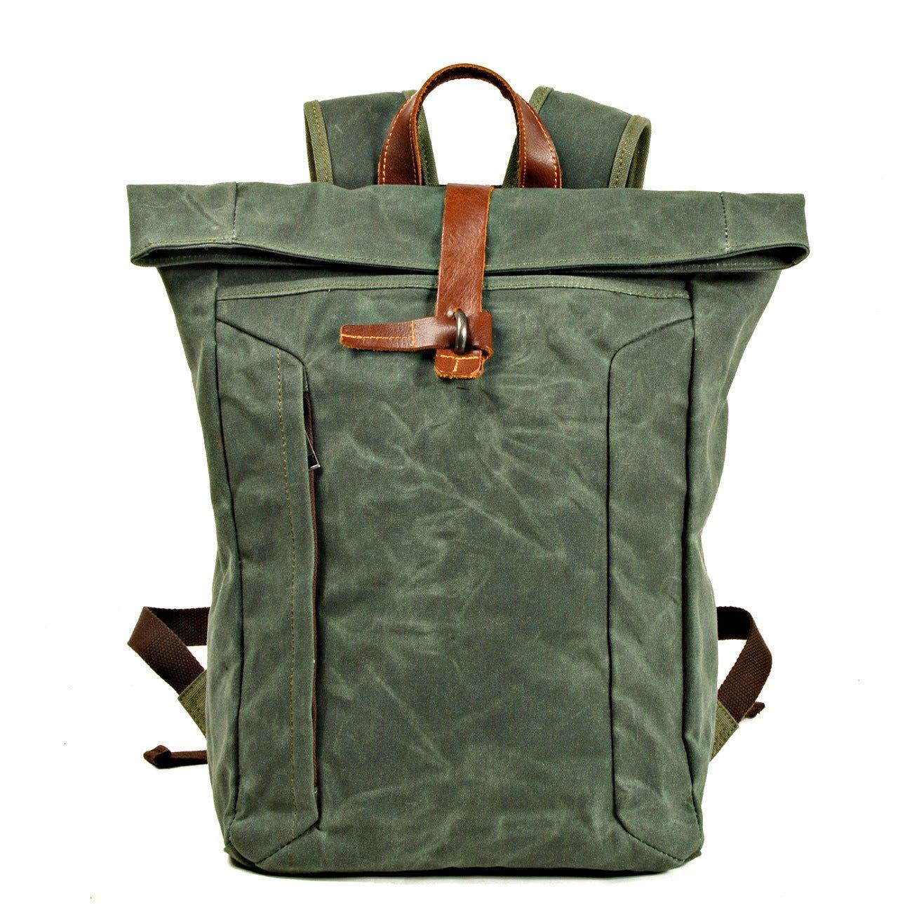 backpack laptop waterproof Mens Vintage Roll Top Backpack Laptop, Lake Blue
