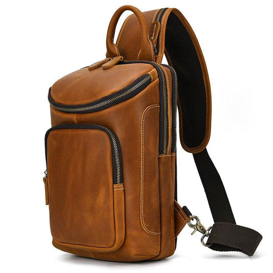 Cowhide Leather Cross Body Sling Bag For Men - Woosir