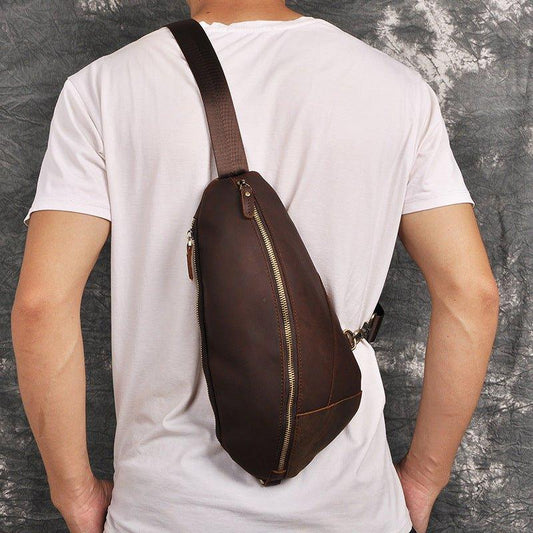 Genuine Cowhide Leather Cross Body Sling Bag - Woosir
