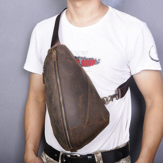 Genuine Cowhide Leather Cross Body Sling Bag - Woosir