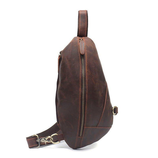 Genuine Leather Outdoor Sling Bag for Men - Woosir