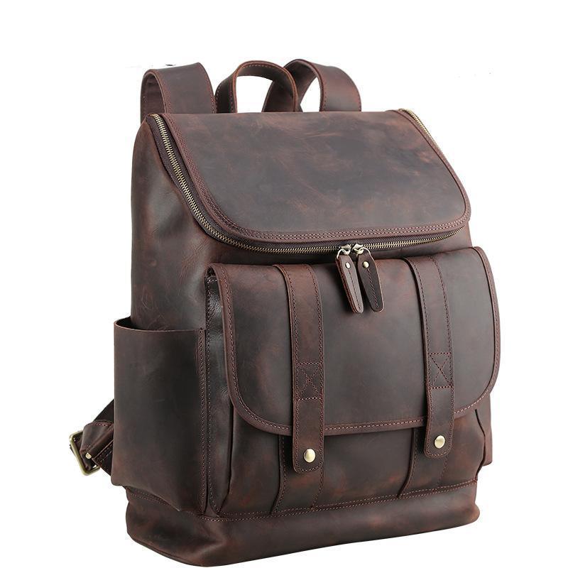 Vintage Leather Backpack for 16 Inch Laptop, Brown Vintage Leather Backpack for 16 Inch Laptop, Brown