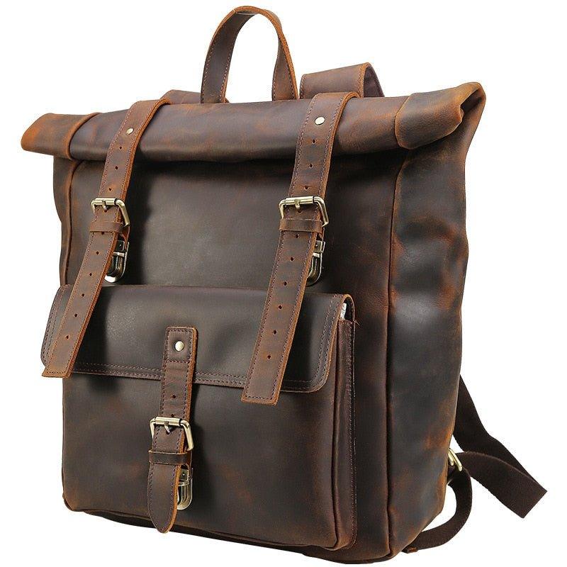 Large Leather Roll Top Backpack Laptop 17 Large Leather Roll Top Backpack Laptop 17
