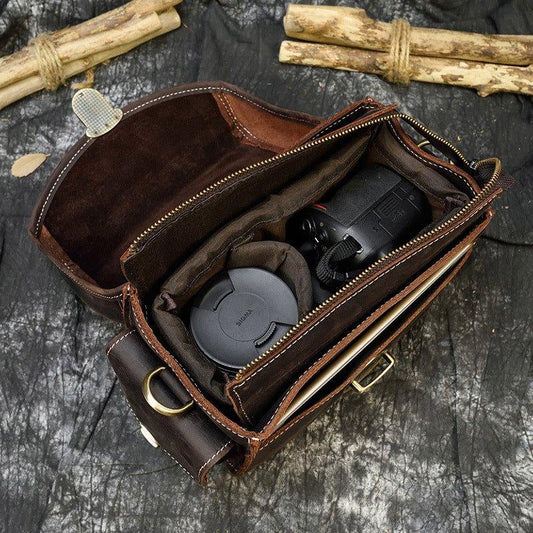Woosir Genuine Leather Camera Bag Small Vintage Travel - Woosir