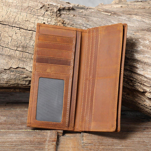 Woosir Leather Mens Long Wallet With Zipper Inside - Woosir