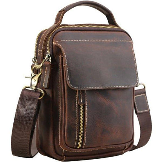 Crossbody Messenger Bag Mens Leather Small - Woosir
