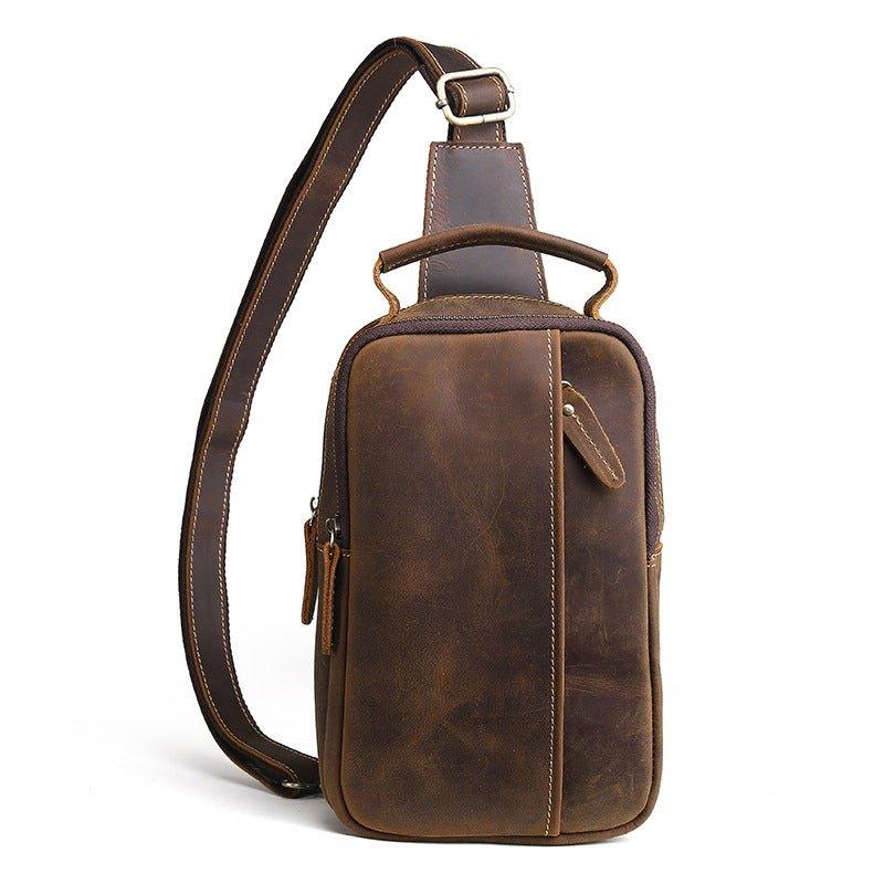 Leather Small Sling Bag for Men Woosir