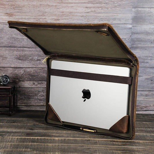 Woosir Leather Zipper Folio Case for Macbook Pro 14" - Woosir