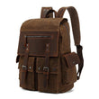 Waxed Canvas Backpack Rucksack with Side Pockets - Woosir