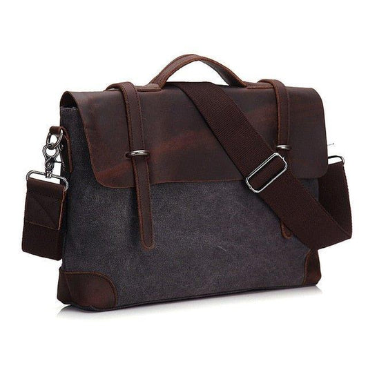 Laptop Messenger Bags Men Leather and Canvas - Woosir