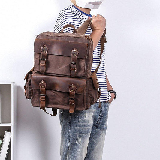 Vintage Canvas Backpack Rucksack Laptop - Woosir