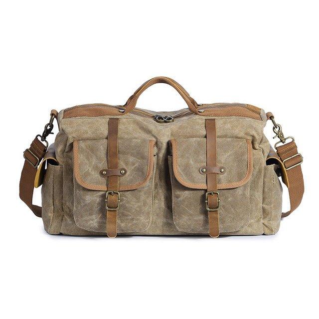 canvas weekend travel duffel bag Heavy Duty Canvas Weekender Duffle Bag, Khaki