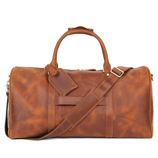 Large Leather Duffle bag With Trolley Sleeve - Woosir