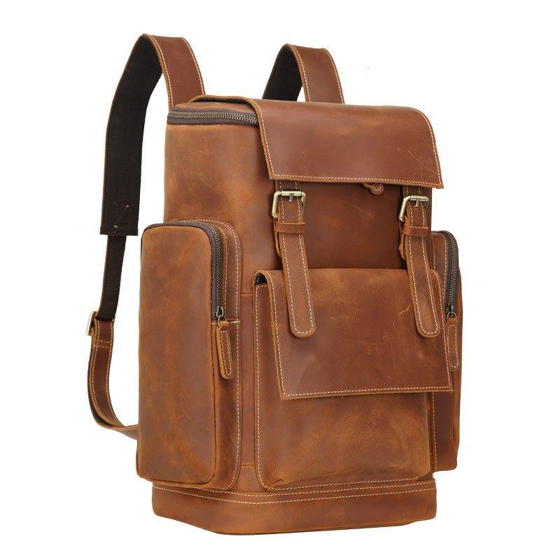 americana leather ziptop backpack orvis Woosir Large Leather Laptop Backpack, School, Travel