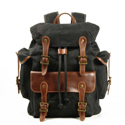 Large Waxed Canvas Vintage Backpack Mens - Woosir