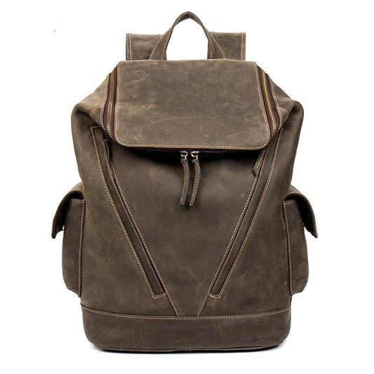 Large Vintage Leather Backpack for Men - Woosir