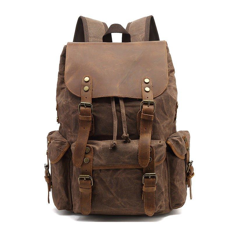 Leather Kalidi Canvas Rucksack 25L Traveler Canvas Backpack Tan Kodiak Leather Leather Kalidi Canvas Rucksack 25L Traveler Canvas Backpack Tan Kodiak Leather