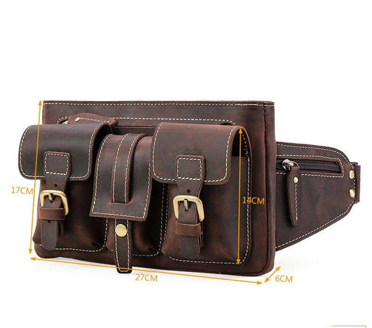 Woosir Leather Belt Bag with Pockets - Woosir