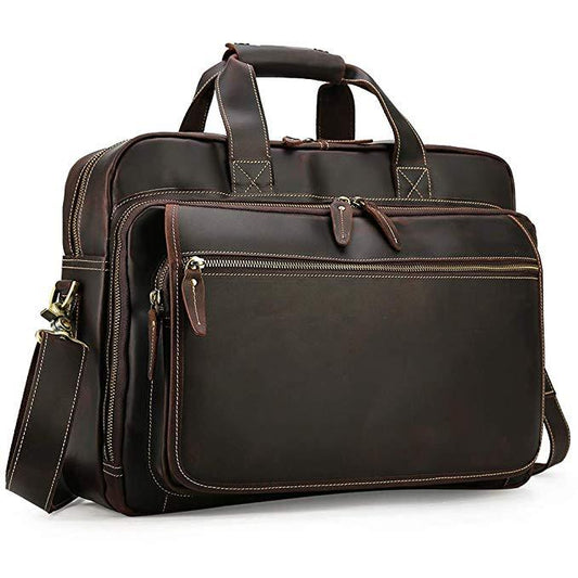 Woosir Leather Briefcase Attache Case Fit 17" Laptop - Woosir