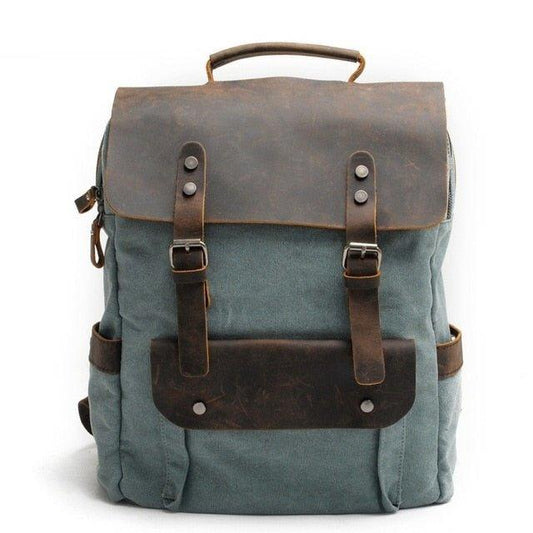 Leather Canvas Backpack 15.6 inch - Woosir