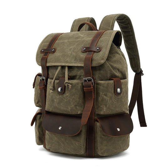 Woosir Leather Canvas Backpack Mens with Laptop Sleeve - Woosir