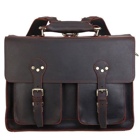 Woosir Leather Computer Briefcase Backpack Convertible - Woosir