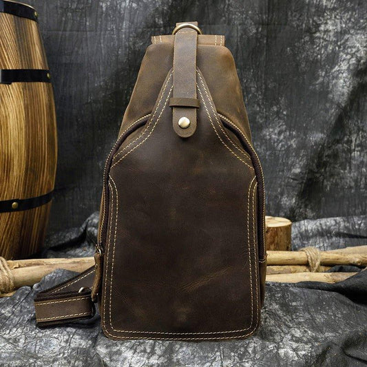 Leather Crossbody Bags for Men Sling Backpack - Woosir