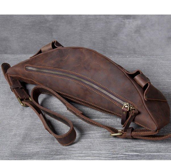 Mens Leather Crossbody Bag with Adjustable Belt - Woosir