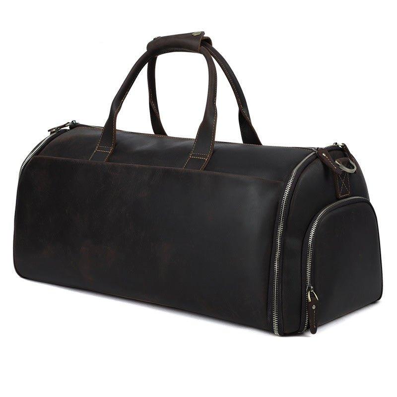 Leather Garment Bag Duffel with Shoe Compartment