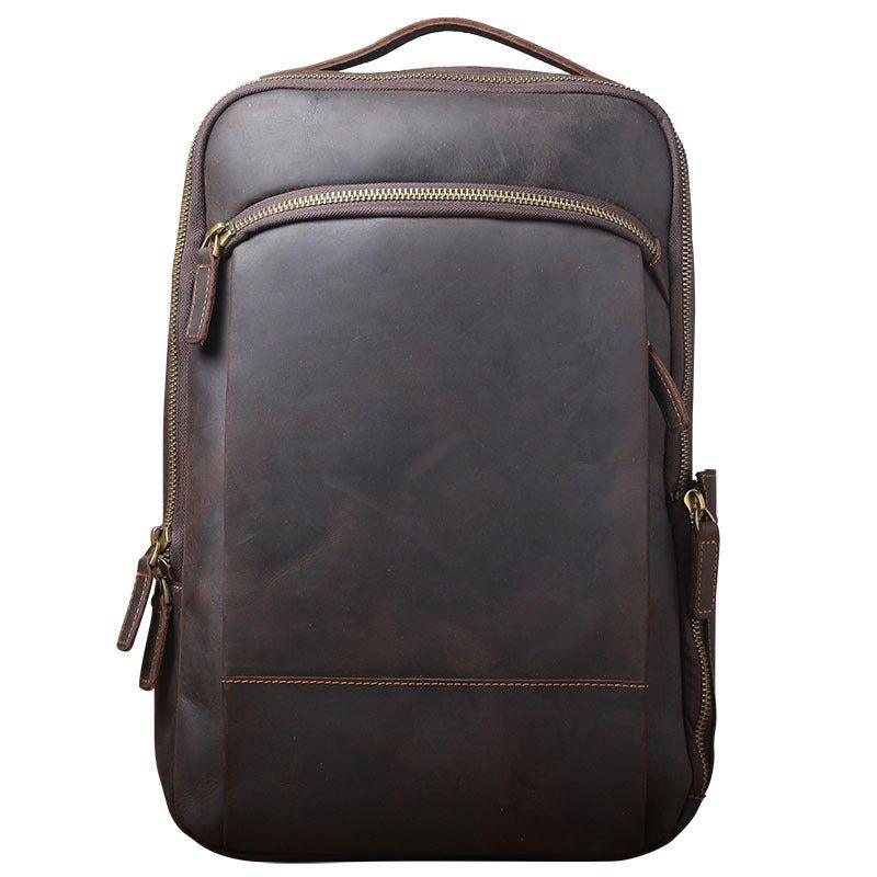 backpack with trolley sleeve laptop Vintage Mens Leather Backpack for Laptop, Brown