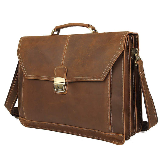 Woosir Leather Laptop Briefcase Mens for Work 15.6 Inch - Woosir