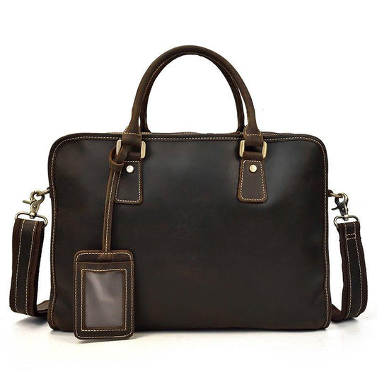 Woosir Leather Laptop Satchel Mens for 14" Laptop - Woosir