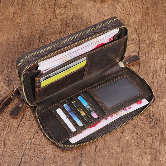 Woosir Leather Money Clip Card Holder With Double Zipper - Woosir