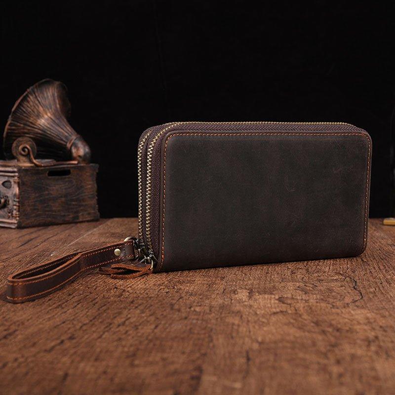 Woosir Leather Money Clip Card Holder With Double Zipper Woosir Leather Money Clip Card Holder With Double Zipper