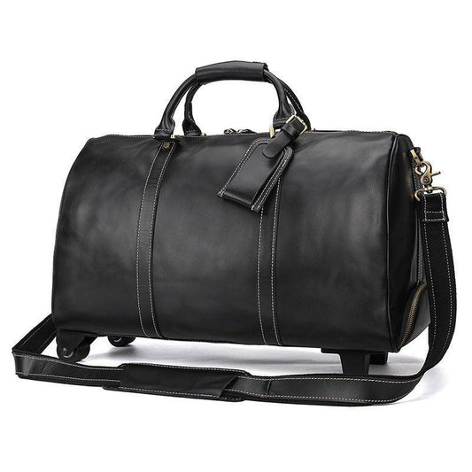 Leather Rolling Duffle Bag 20 Inch - Woosir